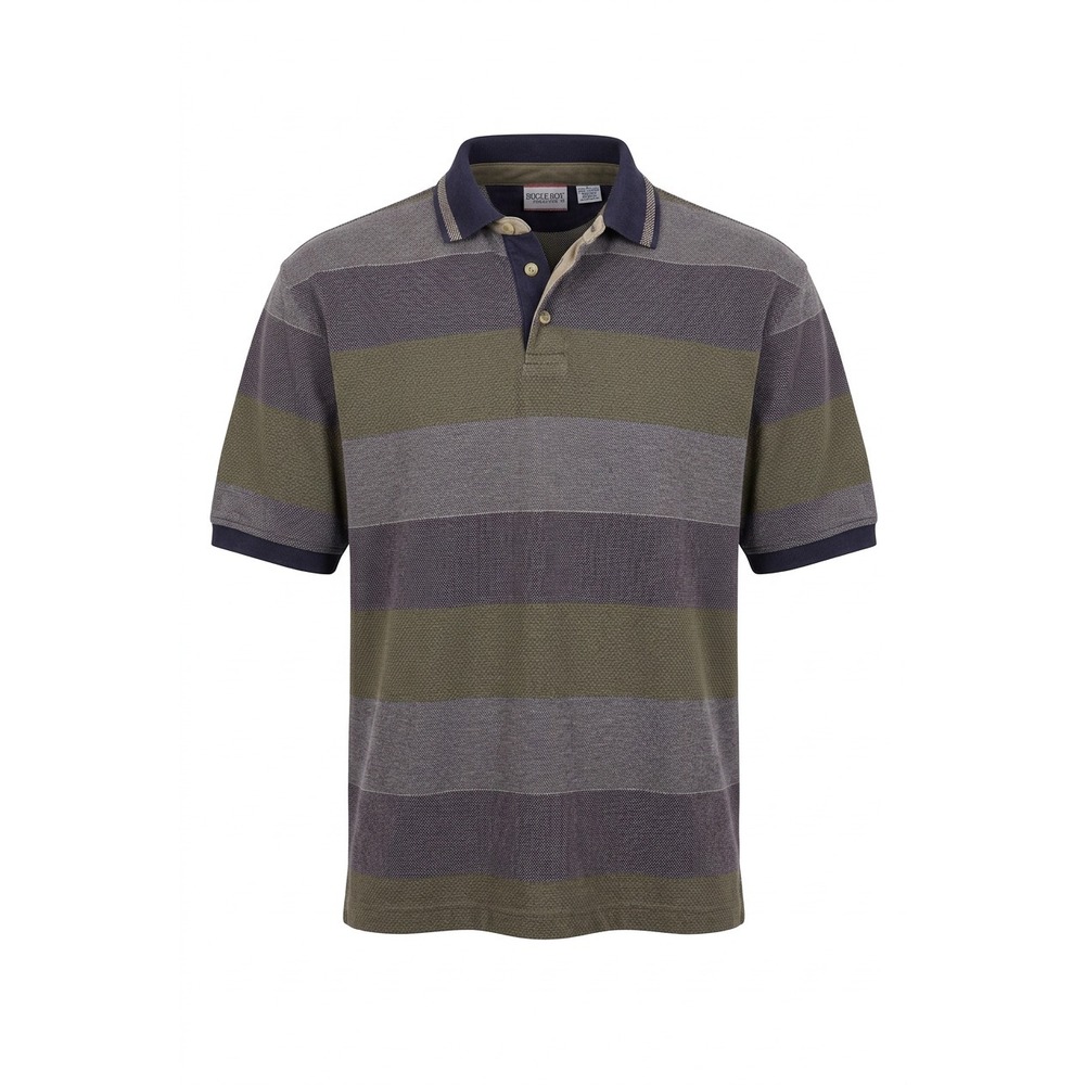 Bugle Boy Rugby Row Polo Shirt Men's M – Striped Gray Olive Green – Vintage 90s‎